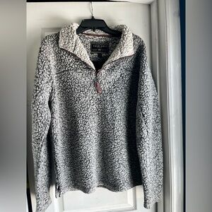 True Grit Gray Sherpa Quarter-Zip Sweater